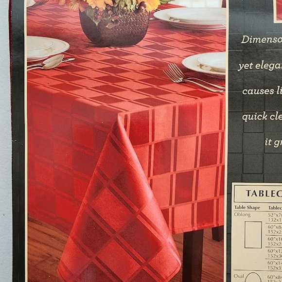 Wine Red Tablecloth Stainproof Dimensions. Size: 60" x 84" Oblong. - Picture 2 of 6